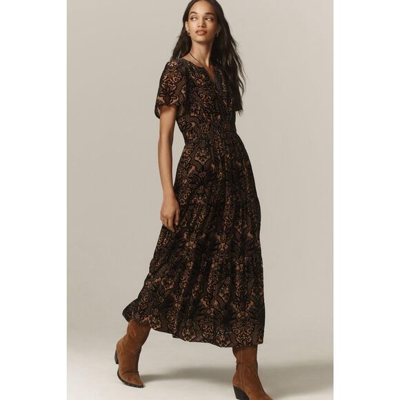 New Anthropologie The Somerset Maxi Dress: Velvet Edition Sz Small - Picture 2 of 9